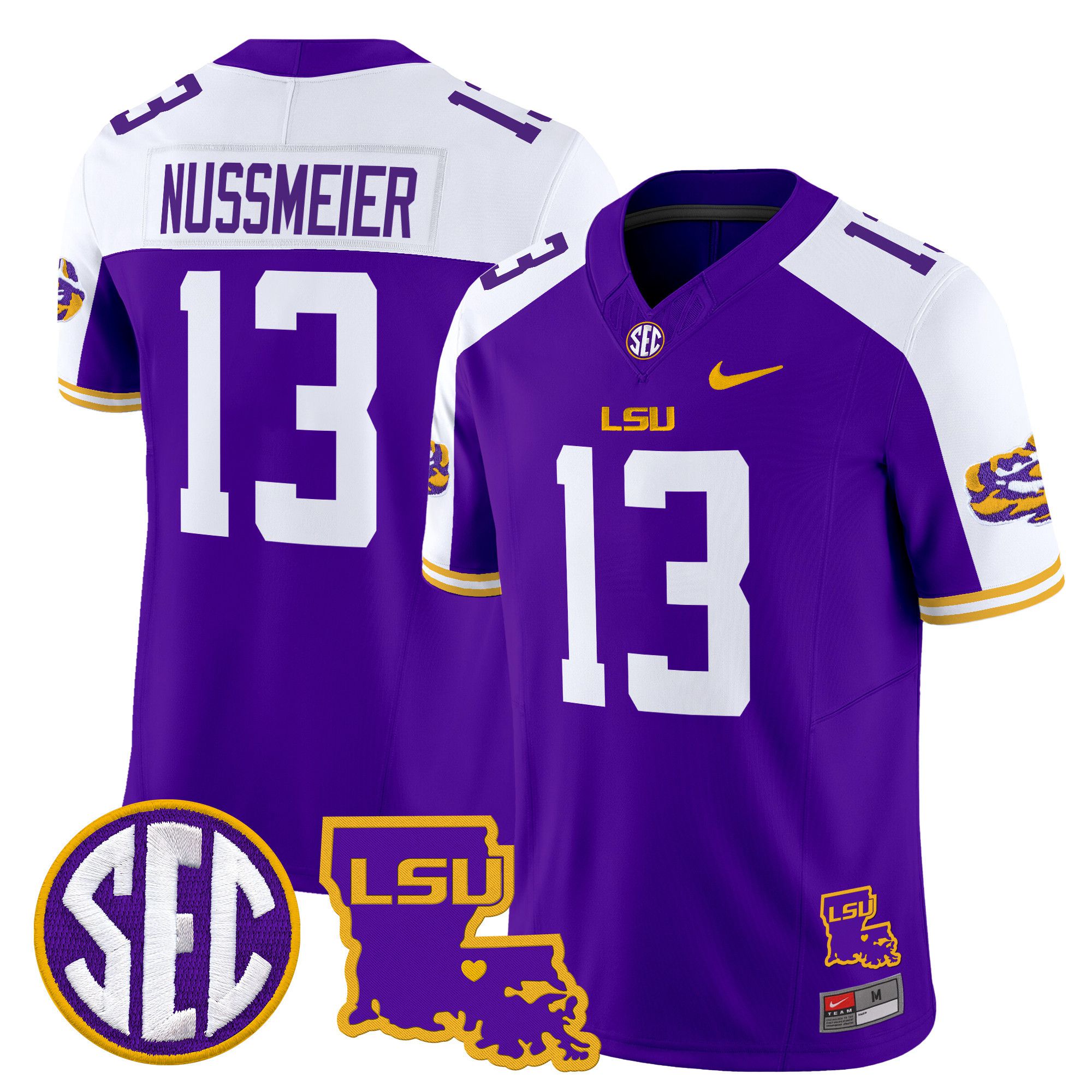 Men LSU Tigers #13 Nussmeier Purple 2024 Nike Louisiana Patch Vapor Limited NCAA Jersey->indianapolis colts->NFL Jersey